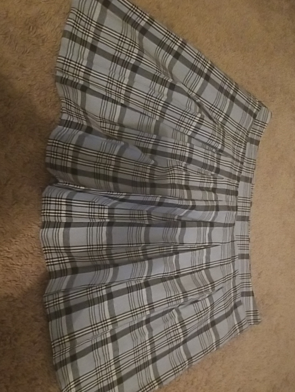 Classic Pleated Plaid Skirt in Light Blue and Gray